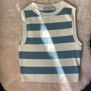 Zara blue white stripe tank top